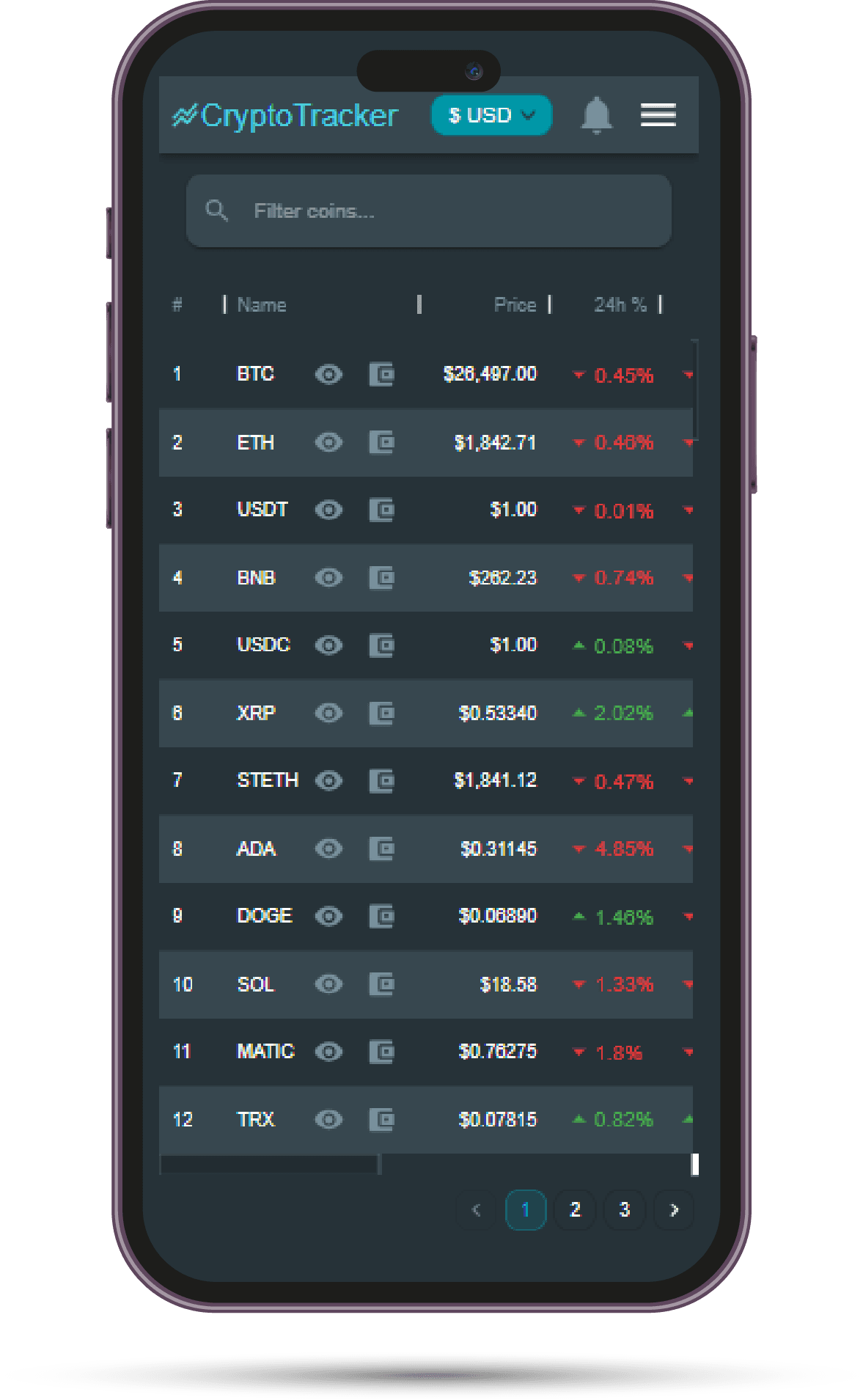 crypto tracker screenshot